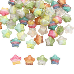 1Pc 21x19mm Gradient Colorful Oil Painting Star Beads Resin Pentagram Beads for Jewelry Making DIY Bracelet Keychain Phone Chain Crafts Accessories