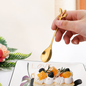 Muỗng Cà Phê Hình Chiếc Lá Bông Hoa Bằng Thép Không Gỉ Sáng Tạo Độc Đáo Dùng Trong Pha Chế Ăn Tráng Miệng Trang Trí