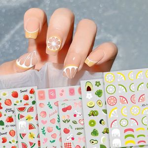 3D kuku applique kecil strawberry orange kecil segar stiker kuku ramping Thin Nail Stickers