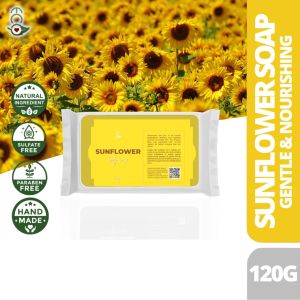 Eco Premium SUNFLOWER OIL Face and Body Bar Soap 120G Natural Organic vitamins Antioxidants Gentle Organic made with Sunflower Oil Face & Body Soap for Acne Body Odor Skin Irritations & All Skin Types High Oleic Body & Face Moisturizing