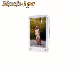 1/3/5pcs Transparent Photo Frame Magnetic Poster Display Stand 3/4inch Acrylic Fridge Magnet Photo Frame Household Decoration
