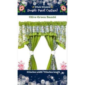 Bambie Olive Butterfly Curtain Window/ Door / Lababo Valancer Curtain