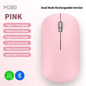 NEXUSCLICK M280 Dual Mode Wireless MouseBluetooth 2.4G Rechargeable Type-C Silent Click Ergonomic Computer Mice For Tablet Mac