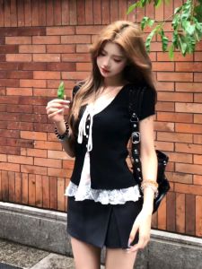 Áo Thun Nữ Tay Ngắn Cổ Chữ V Pure Desire Hot Bé Gái Áo Thun Nữ Mùa Hè Áo Thun Nữ Dáng Ôm Vừa Vặn Áo Thun Nữ Tay Ngắn