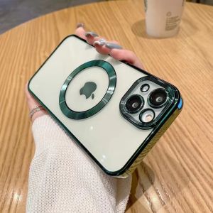 2 เคส Magsafe สำหรับ Iphone 14 Pro Max 13 12 11 Pro Max ด้วยสีเลนส์เครื่องมือถือซิลิโคน พร้อมเคสป้องกันฟิล์ม