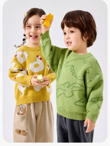 100% Pure Cotton Baby Sweater Spring Autumn Long Sleeve Cartoon Print Childrens Clothing for Boys And Girls Doudou Jia Knittedwear