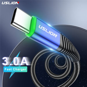 USLION Blue LED 3A Type C Cable USB C Fast Charging Wire For Samsung Xiaomi 13 Huawei Mobile phone Charge USB C Data Charge Cord
