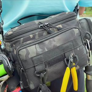 ตกปลากลางแจ้งขนาดใหญ่ความจุมัลติฟังก์ชั่เอวกระเป๋า กันน้ำและสวมใส่ได้ เอียงช่วงไหล่เดี่ยวกระเป๋าเป้สะพายหลังคันเบ็ดกระเป๋าตกปลาพิเศษคันเบ็ดอุปกรณ์ขนาดใหญ่เต็มแขวนบาร์กระเป๋า