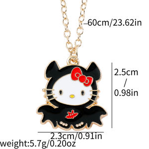 Sanrio Hello Kitty Halloween Necklace Ghost Kitty Cat Pendant Kawaii Jewelry for Women & Girls Party Charm Gift