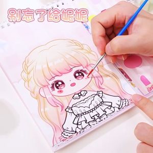 Hình dán sticker trang điểm thay đồ cho búp bê kết hợp tô màu dạng sổ lò xo cap cấp Bóc dán công chúa Disney thần tượng cổ trang