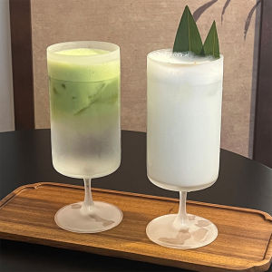 Ins Style Straight Tube Frosted Glass Juice Cup Coffee Shop Cocktail Drink Cup Water Cup for Cold Drinks Milk Tea in Hall