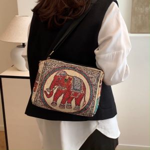 DEOBAGS READY TAS SELEMPANG KANVAS MOTIF GAJAH / TAS SELMPANG THAILAND TFW 00276