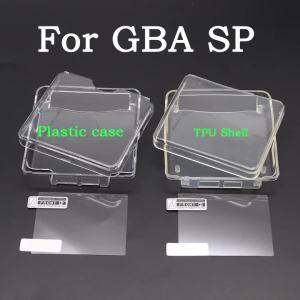 Clear Protective Cover Case Shell Housing For GBA SP Game Console Crystal Cover Case TPU Shell Screen Protector Film