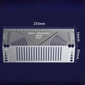 Versatile Square Tube round Edge Ruler 90 Degree Right Angle Arc Drawing Tool Steel Straight Edge Curved Line Measurement Device