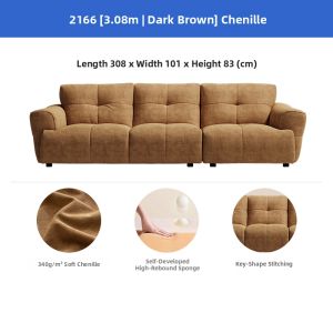 Mid-Century Straight Living Room Chenille Fabric Sofa