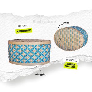 Peci Sintetis / Peci Rotan Sintetis / kopiah Songkok Sintetis Premium Tidak kaku Motif Kembang kombinasi Cream & Biru