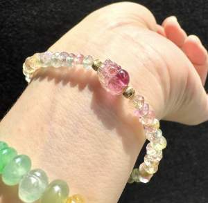 Natural Genuine | Loveau Jewel | Premium Faceted Watermelon x Pi Xiu Tourmaline Bracelet | Tourmaline | Pi Xiu | Crystal Bracelet | Gemstone