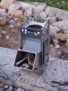 LENODI Lightweight Folding Rocket Stove 2 Colors Black Silver Portable Camping Stove Support for Outdoor Adventure