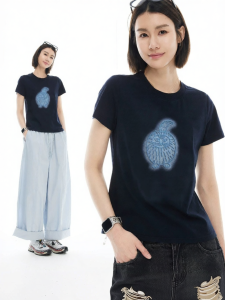 Embroidery Cooling Straight-Shoulder Short-Sleeve T-Shirt