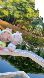 QSHL0779 Kipas Tangan Mini Karakter Kipas Angin USB Cas Ulang Bisa Di Genggam Dan Duduk