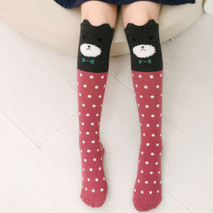 YWHUANSEN 1 Pair 2024 Girls Knee High Socks Animal Cotton Knit Over Calf Socks for Kids Teens Cute Cartoon Children Socks Spring