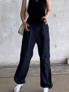 MANMI | Quần Tây Dáng Rộng Cao Waist Slimming Loose Cargo