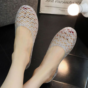 Flat Bottom Slippers Crystal Plastic Bathroom Beach Outdoor Slippers Anti-Slip Summer Sandals for Women Home Comfortable Slippers