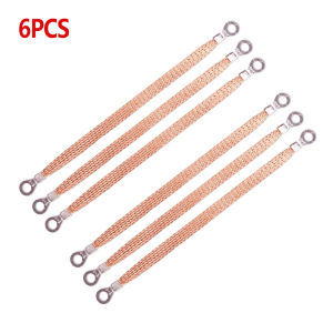 6Pcs Copper Clad Aluminum Bridge Grounding Braid Wire Span Cable Flexible Durable Ground Connection Wire Cable Strap
