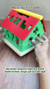 Mainan Kayu Edukatif Rumah Angka Geometri Anak PAUD / TK - Kayu Seru