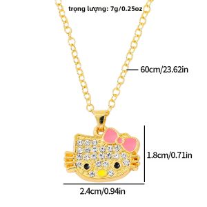 Takara Tomy | Hợp Thời Trang Kim Cương Giả Hình Hoạt Hình Hello Kitty Vòng Cổ Cho Trẻ Em Sáng Tạo Chân Dung Đầu Trang Sức Phụ Kiện Mặt Dây Chuyền Quà Tặng