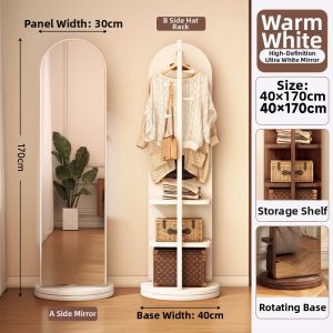 Rotatable Movable Dressing Full-length Mirror Newspaper Stand