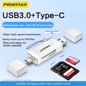 PISEN | Multi-functional Card Reader SD TF Card USB3.2 Type-C