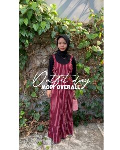 Gaudy - Modi Overall Set Inner Jumpsuit Rok Panjang Wanita Bahan Monalisa Salur
