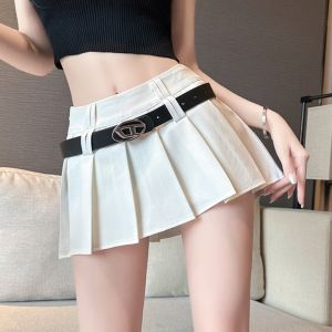 GUZILIAN | Pure Desire Fashion Mini Skirt Women Anti-Light Half Body Skirt Pants Korean Style Hot Girl Low Waist Slim A-Line Skirt