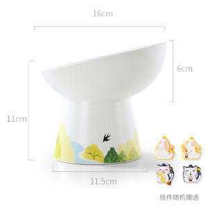 UFBemo Ceramic Cat Bowl Deep Slope Mouth Pet Food Dish Large Diameter Water Bowl Dog Food Bowl with Neck Protection