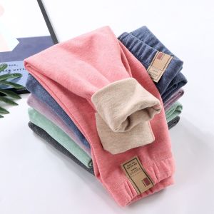 Childrens Silk Wool Boneless Warm-Keeping Pants Double-Sided Brushed Heating Long Johns for Boys and Girls Baby Base Uniform Pants Autumn and Winter