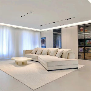 Baxter Budapest Fabric Sofa: Minimalist Creamy Tofu Block Tech Artistic Style for Adults in Guangdong Province