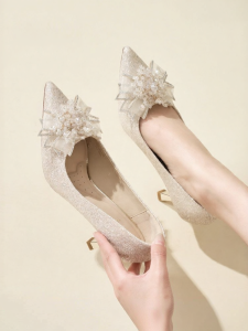 Josiny | Pointed Toe Thin Heel Bridal High Heels
