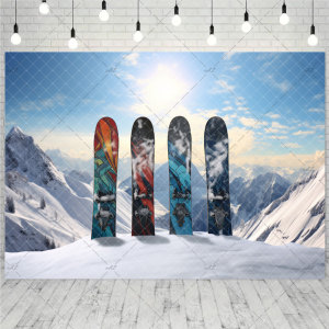 Ski Themed Party Decoration Background Snow Mountains Skis Cable Cars Outdoor Sports Photography Backdrop Supplies Banners Props