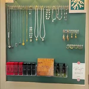 3 Pack Acrylic Jewelry Organizer Wall Mounted Necklace Holder Display Rack For Earrings Bracelets Closet Storage Produce Box
