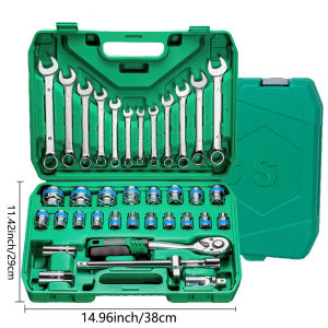 NiuXiang(NewShark) | 37 Piece Socket Wrench Ratchet Set Mechanical Tool Set Drill Bit Socket Suitable for Automotive Repair and Home Use