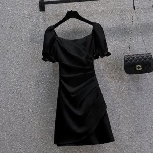 ชุดเดรสยาวเอวสูงสไตล์ฝรั่งเศส ทรงเอ แขนสั้น คอวี แขนสั้น ชุดเดรสสีขาว ชุดเดรสสำหรับงานวันเกิด ชุดเดรสฤดูร้อนสำหรับผู้หญิง