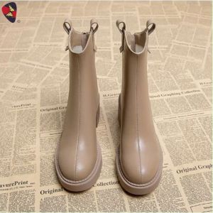 KATERINA FAHION Korean Plain Autumn Zipper Boots Shoes Heeled For Women #M-10