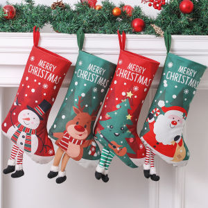 YESPERY 62cm Large Christmas Stocking Santa Claus Xmas Tree Snowman Elk Hanging Leg Christmas Socks Candy Gift Bag Party Christmas Decoration