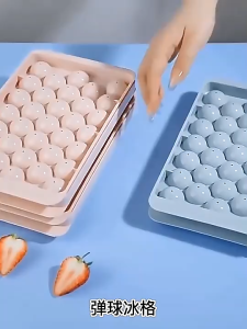 Khay Làm Nước Đá Viên Bi 33 Ô Có Nắp Đậy Nhựa Thực Phẩn An Toàn