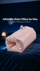 Inflatable heat neck pillow filled with hot water designed for neck warmth massage and home relaxation.