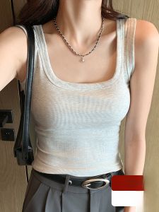 MiiOW | Áo vest nữ dáng ôm vai rộng thời trang xuân hè mới cổ vuông kiểu Pháp mặc trong ngoài trời chất liệu polyester