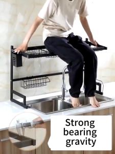 PROMO!! Rak Piring Dapur Wastafel Serbaguna Stainless Steel Rak Wastafel Multifungsi Type LSJ