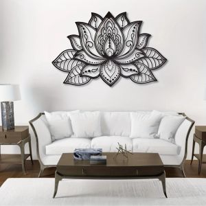 HelloYoung Mandala Wall Art Lotus Flower Mandala Metal Wall Art Metal Wall Art Spiritual Deco Wall decor metal wall hanging，