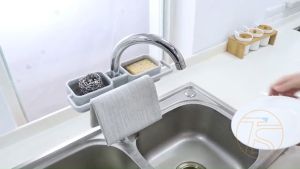 Khay nhựa treo vòi nước vòi sen 2 ngăn để xà phòng có giá treo khăn - Kệ treo vòi lavabo để đồ - Kệ nhựa đa năng
